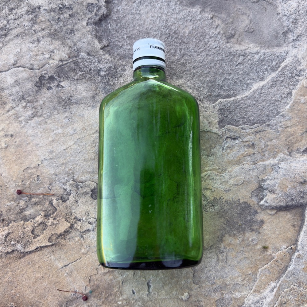 Vintage Peter Dawson Scotch Whisky 375ml Green Glass Flask Bottle Cap Empty